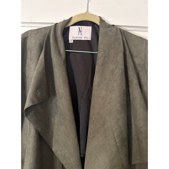 Vivian Hu Green Hi Low Suede Jacket Small - Picture 4 of 6